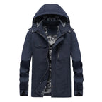Men's lightweight hooded black windbreaker jacket featuring a water-resistant shell, perfect for outdoor activities and stylish for everyday wear. 1