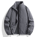 Men's lightweight stand-collar zip-up jacket in a stylish design, perfect for casual wear, featuring a comfortable fit and versatile color options. 0