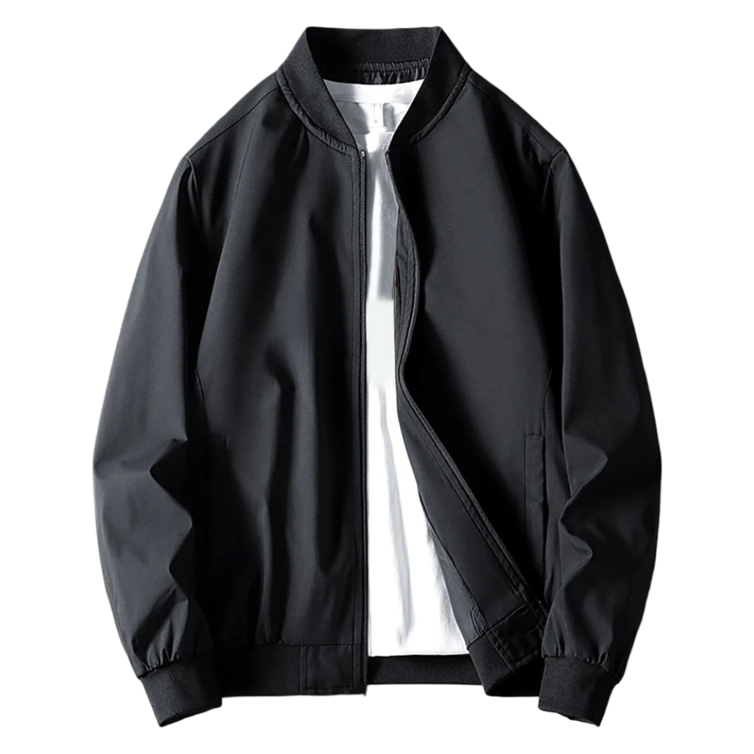 Men's lightweight wind-resistant softshell bomber jacket in navy blue, featuring a stylish design, zippered front, and comfortable fit, perfect for outdoor activities 0
