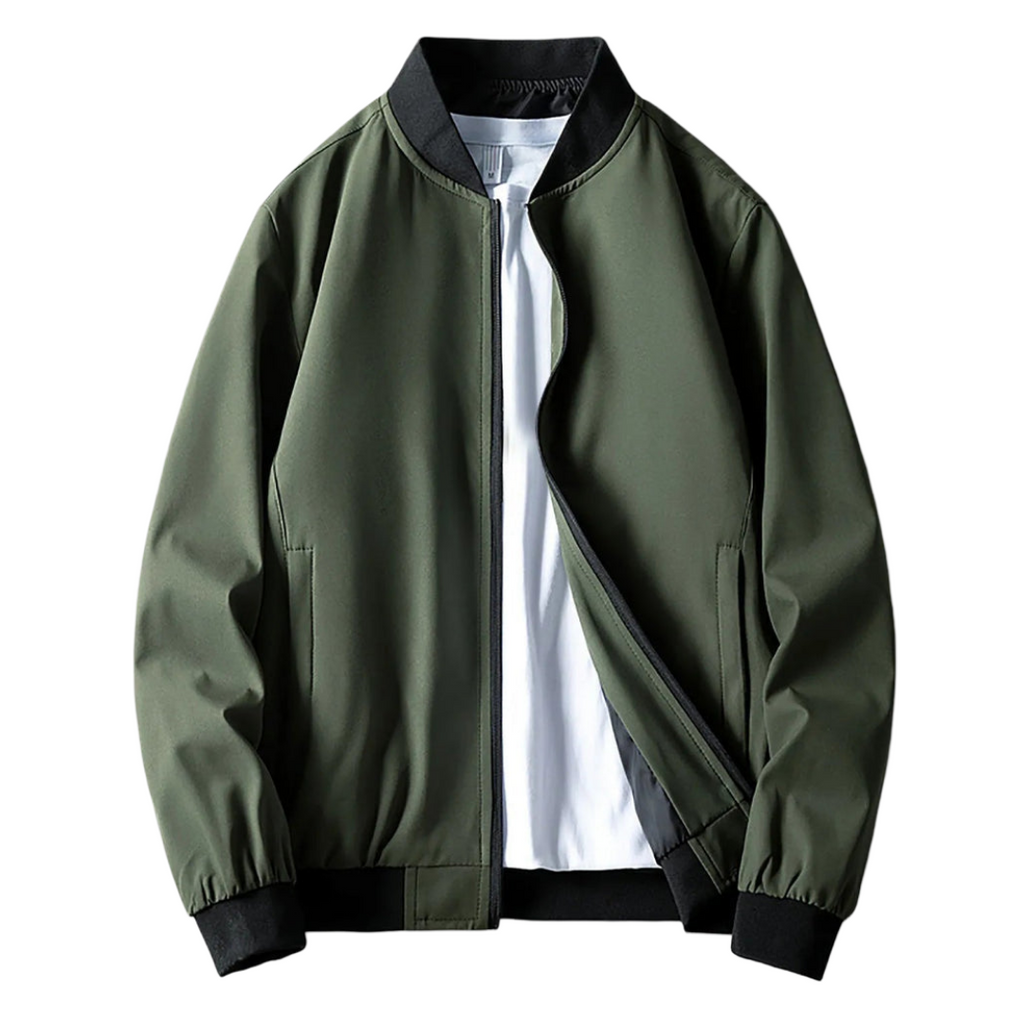 Men's lightweight wind-resistant softshell bomber jacket in navy blue, featuring a stylish design, zippered front, and comfortable fit, perfect for outdoor activities 1
