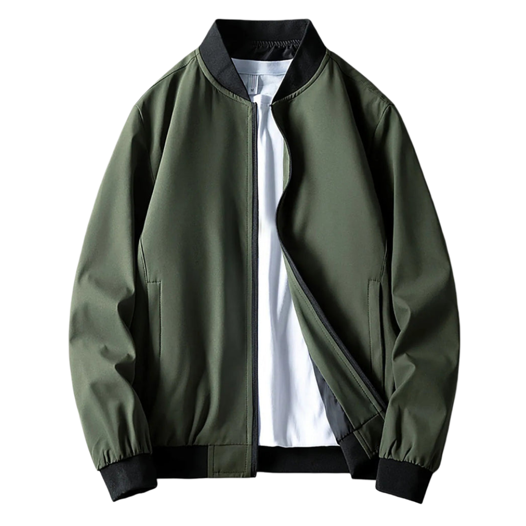 Men's lightweight wind-resistant softshell bomber jacket in navy blue, featuring a stylish design, zippered front, and comfortable fit, perfect for outdoor activities 1