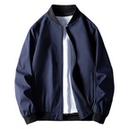 Men's lightweight wind-resistant softshell bomber jacket in navy blue, featuring a stylish design, zippered front, and comfortable fit, perfect for outdoor activities 3