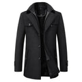 Men's long double-breasted trench coat featuring stylish button detail, perfect for a sophisticated and timeless look. 0