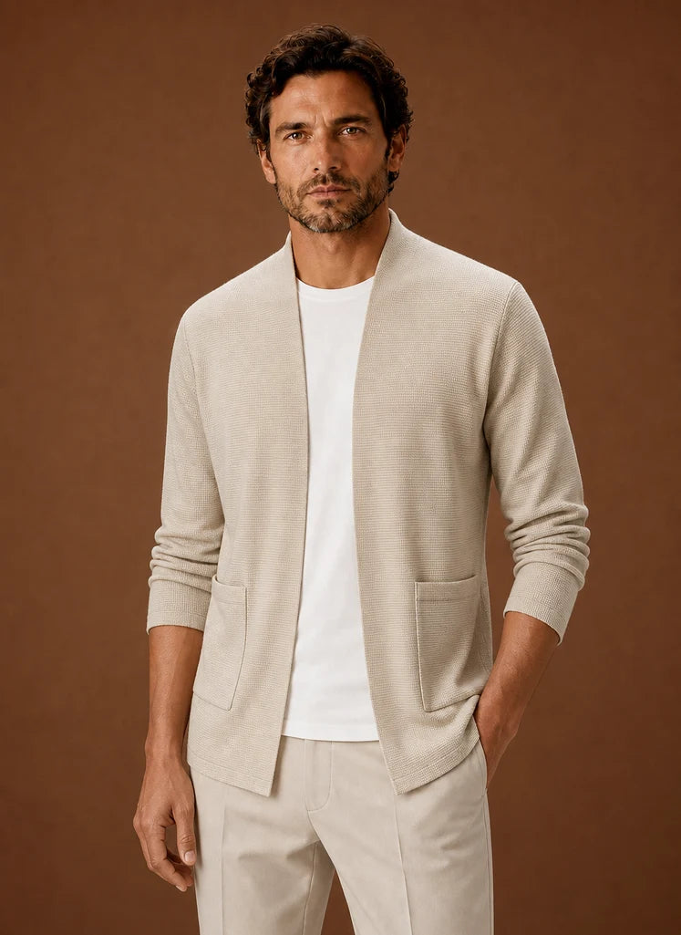 Men's Open Front Longline Knit Cardigan for Layering 0