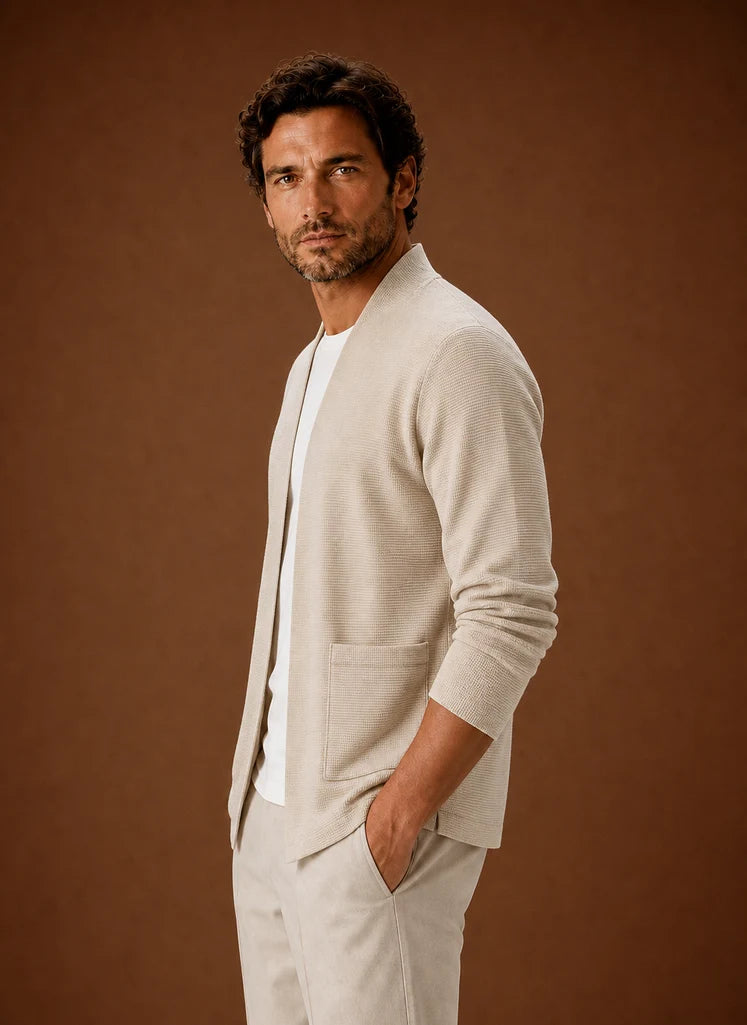 Men's Open Front Longline Knit Cardigan for Layering 1