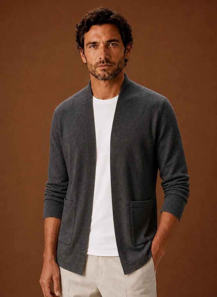 Men's Open Front Longline Knit Cardigan for Layering 4