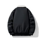 Men's padded bomber jacket featuring a cozy Sherpa collar, perfect for warmth and style in cold weather. 3