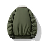 Men's padded bomber jacket featuring a cozy Sherpa collar, perfect for warmth and style in cold weather. 6