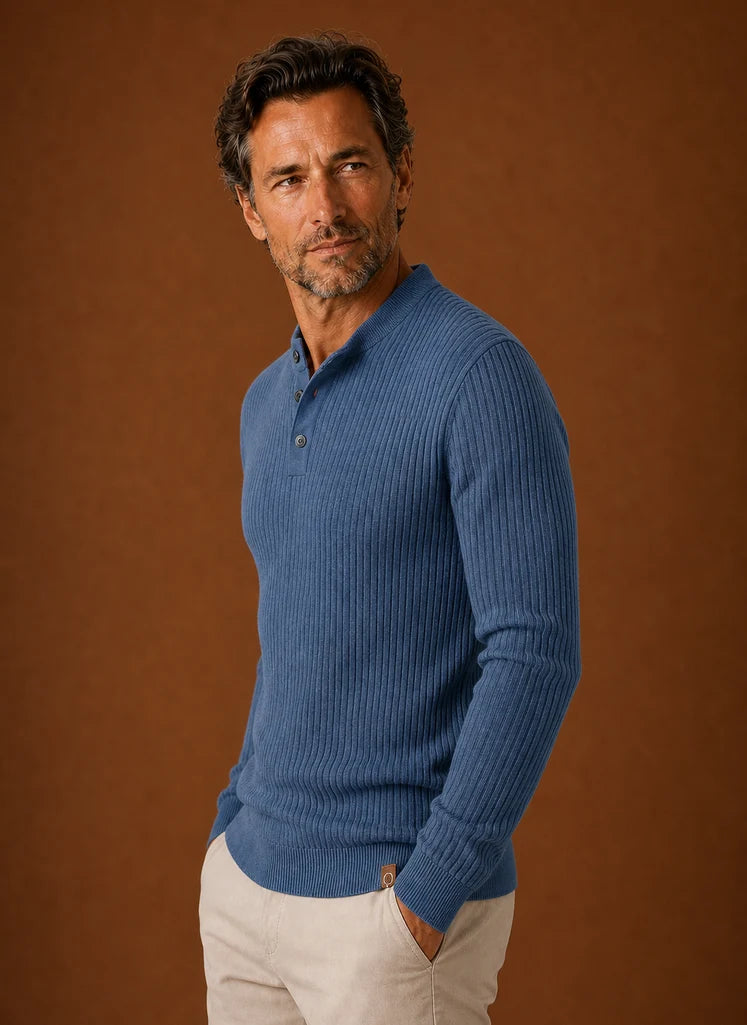 Men's Pullover Knit Sweater Shirt with Structured Neckline 5