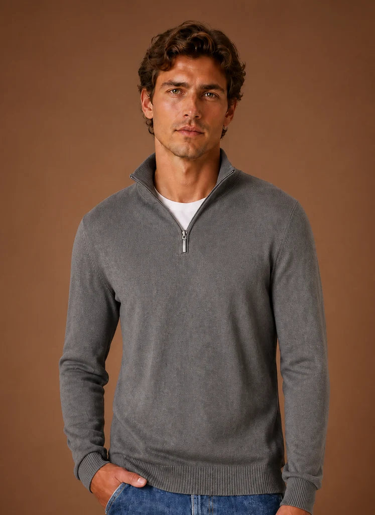 Men's Quarter Zip Sweater for Layering - Relaxed Fit for Everyday Wear 4