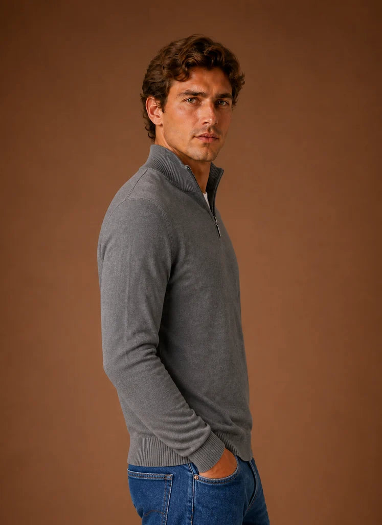 Men's Quarter Zip Sweater for Layering - Relaxed Fit for Everyday Wear 7