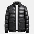 Men's quilted utility puffer jacket featuring reinforced panels for enhanced durability and warmth, ideal for outdoor activities and casual wear. 0