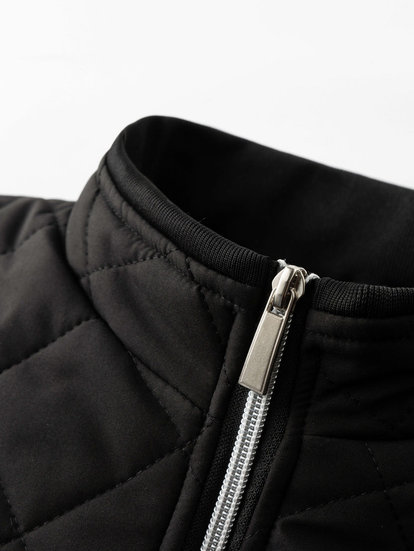Men's quilted winter jacket featuring a cozy faux fur lining and stylish ribbed cuffs, perfect for staying warm and fashionable in cold weather. 5