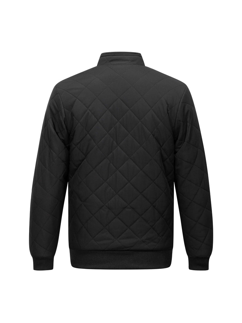 Men's quilted winter jacket featuring a cozy faux fur lining and stylish ribbed cuffs, perfect for staying warm and fashionable in cold weather. 6