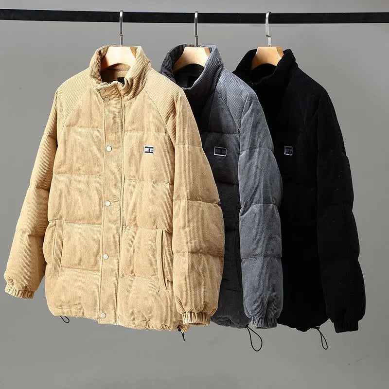 Men's Relaxed Fit Corduroy Insulated Jacket in earthy tones, featuring a comfortable design, warm insulation, and stylish corduroy fabric, 4