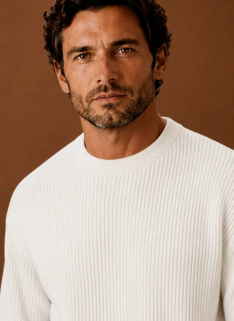 Men's Ribbed Crew Neck Sweater in Regular Fit for Everyday Wear 1
