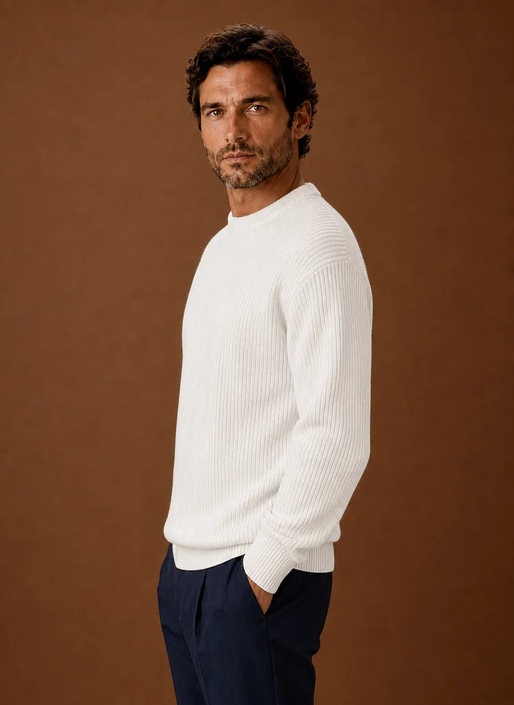 Men's Ribbed Crew Neck Sweater in Regular Fit for Everyday Wear 3
