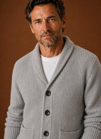 Men's Shawl Collar Knit Cardigan with Button Closure 2