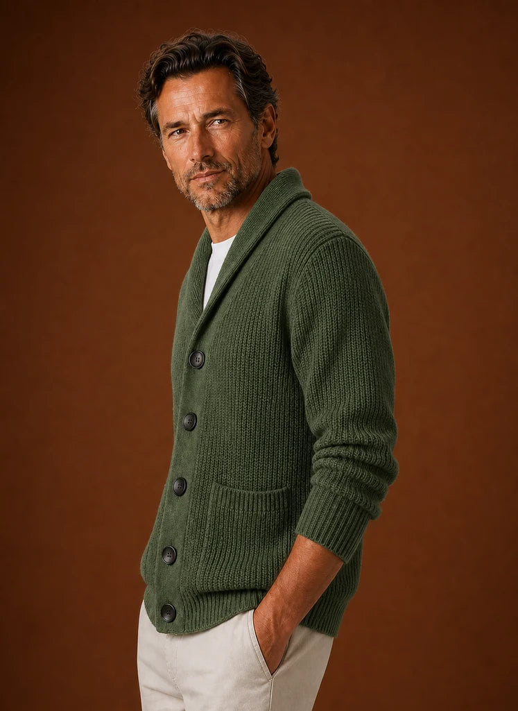Men's Shawl Collar Knit Cardigan with Button Closure 5