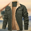Men's Sherpa-lined button-up jacket featuring chest pockets, perfect for stylish winter wear and warmth. 0
