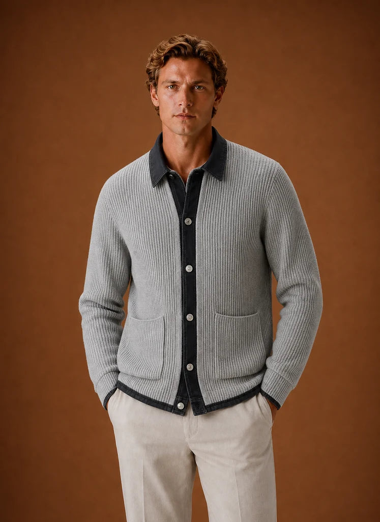 Men's Slim Fit Knit Cardigan with Button Front Closure for Layering 0
