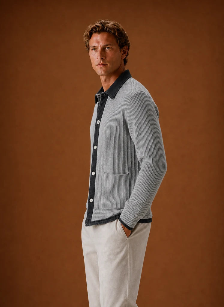 Men's Slim Fit Knit Cardigan with Button Front Closure for Layering 1