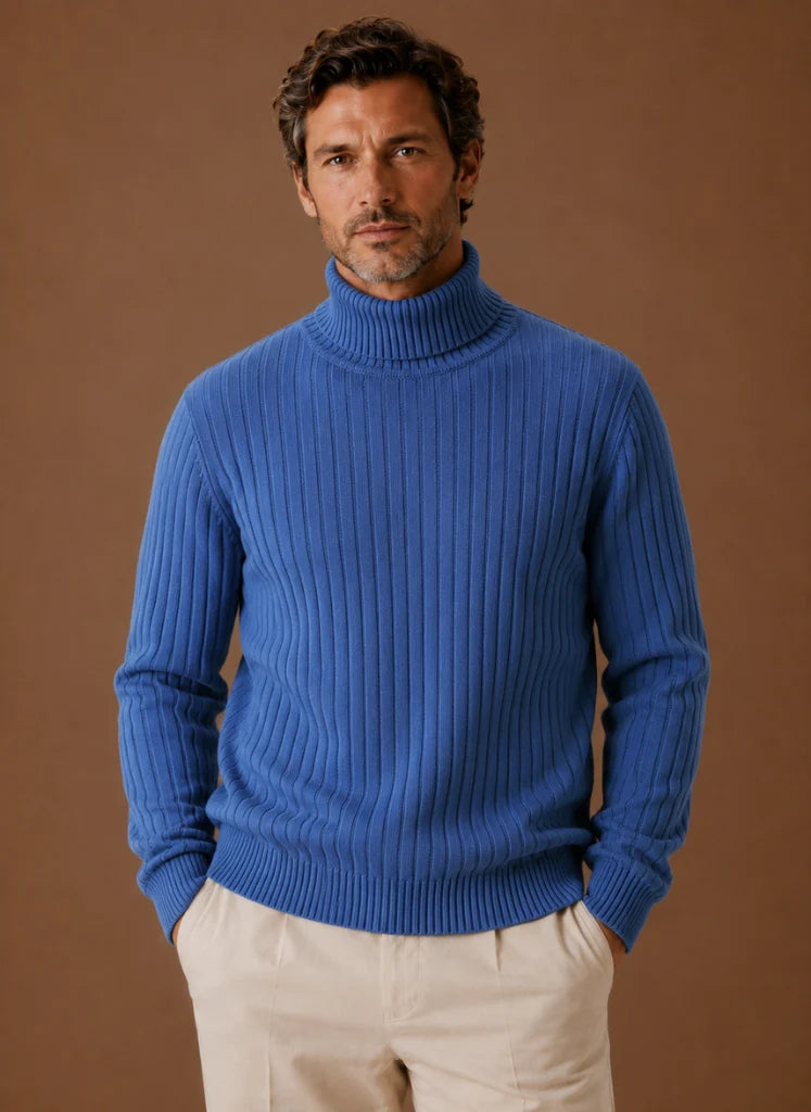 Men's Slim Fit Ribbed Turtleneck Sweater with Stretch Knit 6