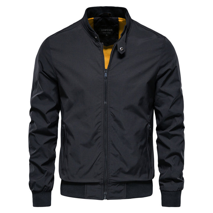 Men's stand-collar full-zip bomber jacket in a regular fit, featuring a stylish design and versatile fabric, perfect for casual outings and layering in 3