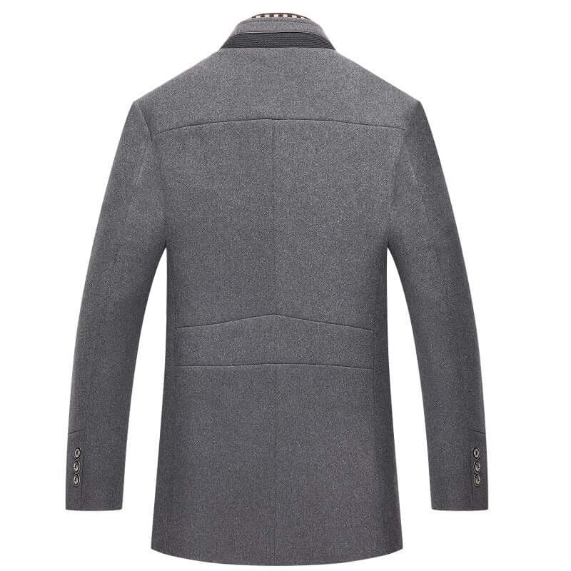 Men's structured double-breasted high-collar winter coat featuring a stylish design, warm fabric, and elegant silhouette, perfect for cold weather and formal 5