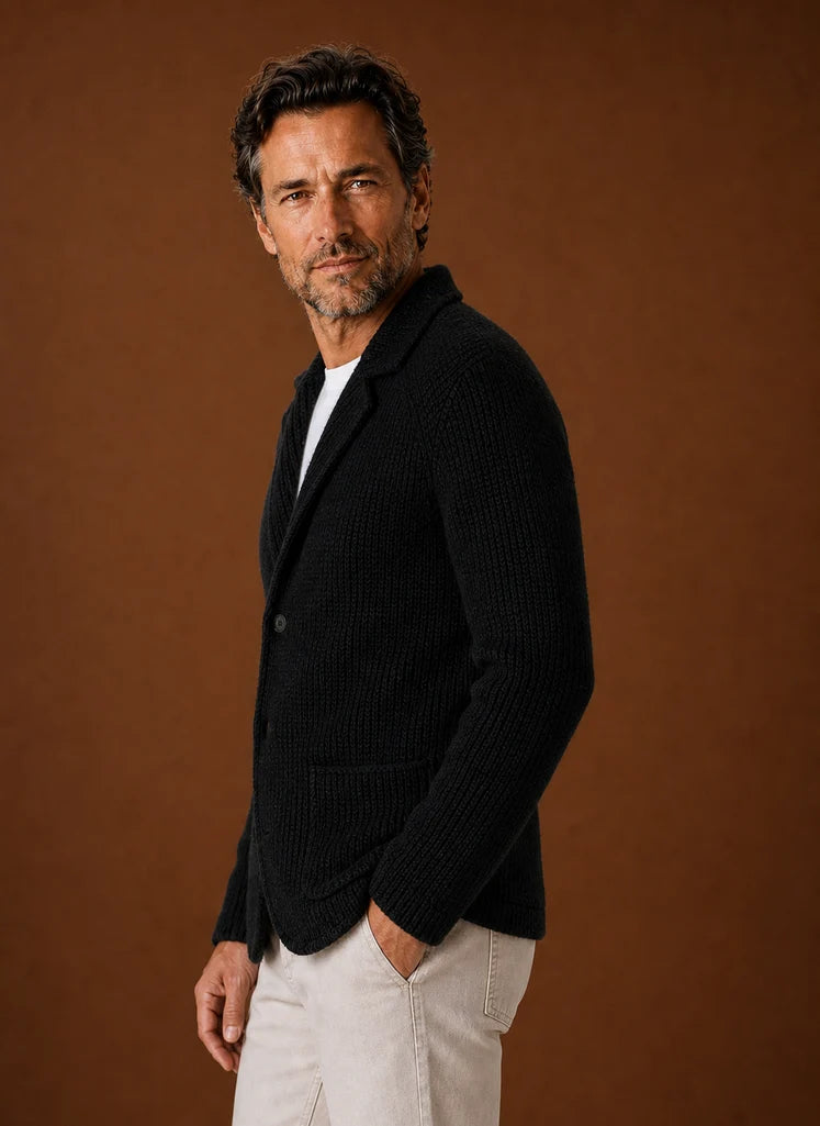 Men's Tailored Knit Blazer Jacket - Versatile Cardigan Style 5