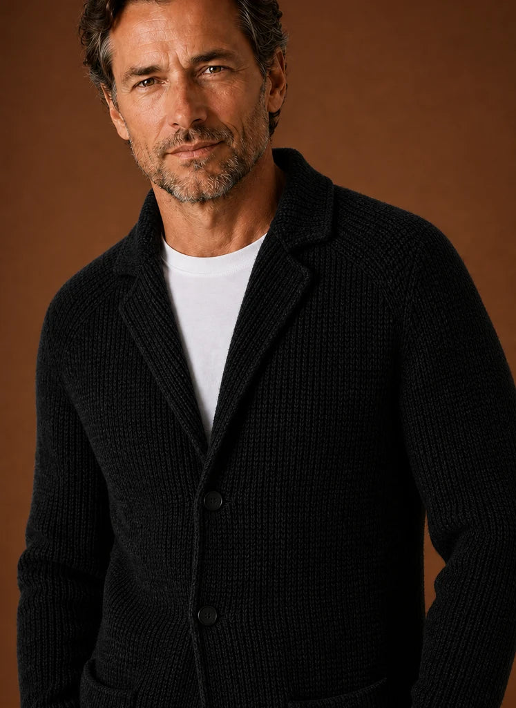 Men's Tailored Knit Blazer Jacket - Versatile Cardigan Style 7