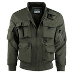 Men's Utility Cargo Bomber Coat featuring zip closure, designed for everyday wear with multiple pockets for practicality and style. 1
