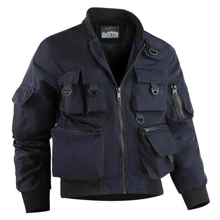 Men's Utility Cargo Bomber Coat featuring zip closure, designed for everyday wear with multiple pockets for practicality and style. 2