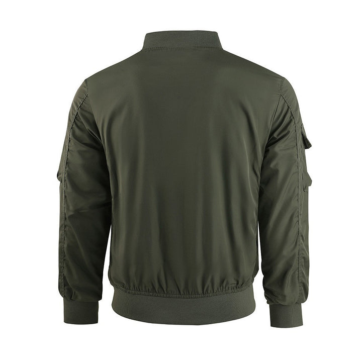 Men's Utility Cargo Bomber Coat featuring zip closure, designed for everyday wear with multiple pockets for practicality and style. 5