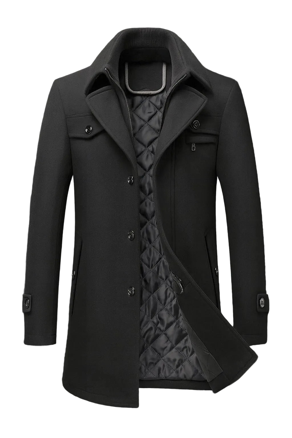 Men's warm-lined winter coat featuring a stylish textured collar, perfect for cold weather protection and comfort. 3