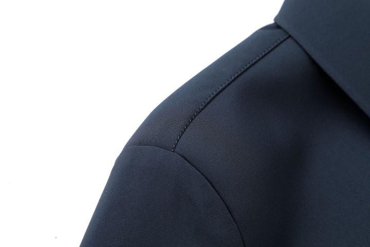 Men's zip-front business jacket featuring a stylish plaid lining and classic lapel collar, perfect for professional and casual occasions. 8