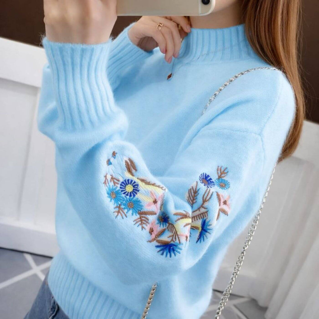 Noreva Floral Knit Sweater - Soft and Comfortable