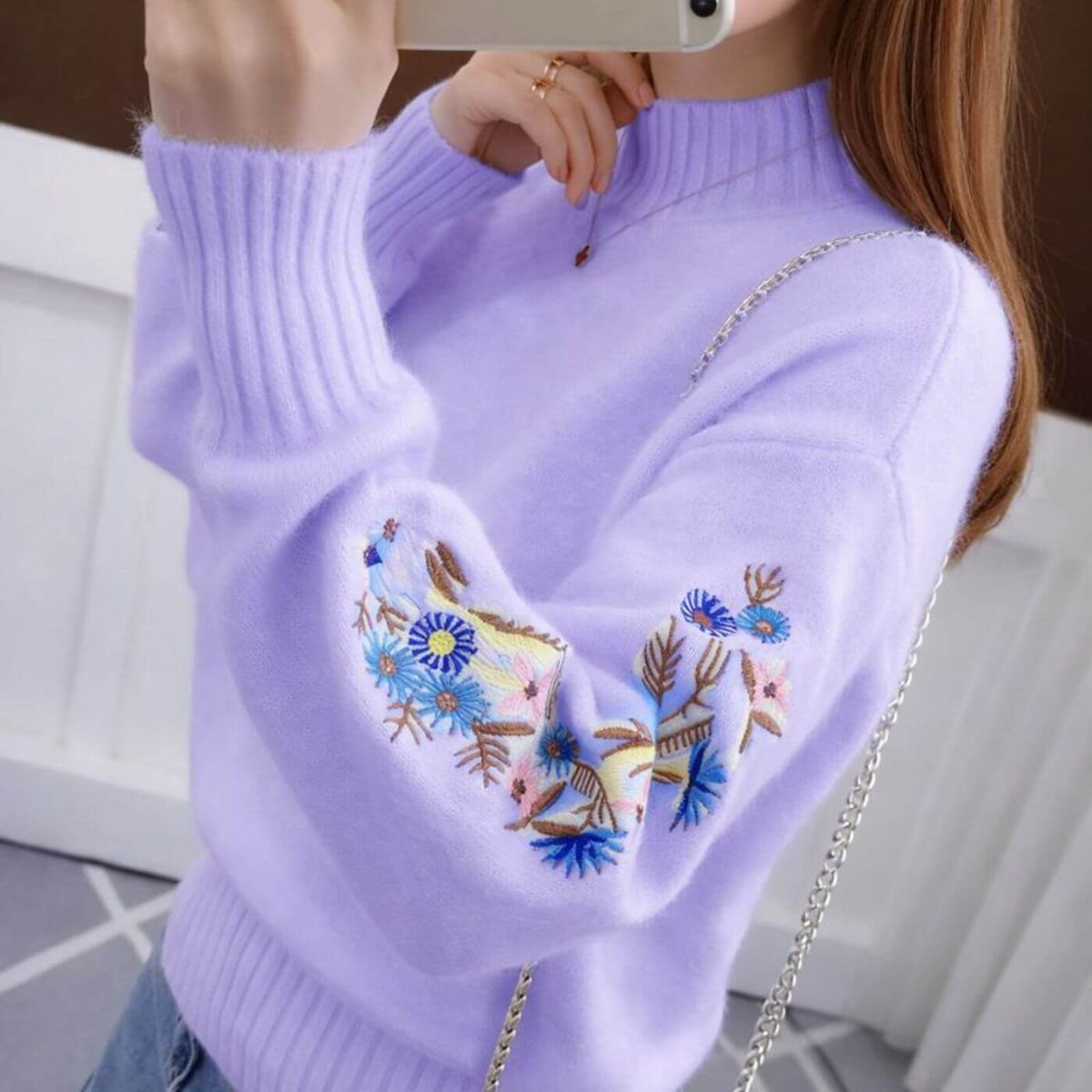 Noreva Floral Knit Sweater - Soft and Comfortable