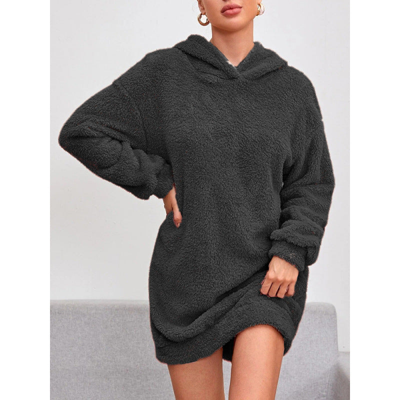 Women’s Fleece Oversized Hoodie Dress – Cozy Soft Casual Style