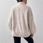 Women's Cozy Fleece Pullover with Stand Collar and Pockets