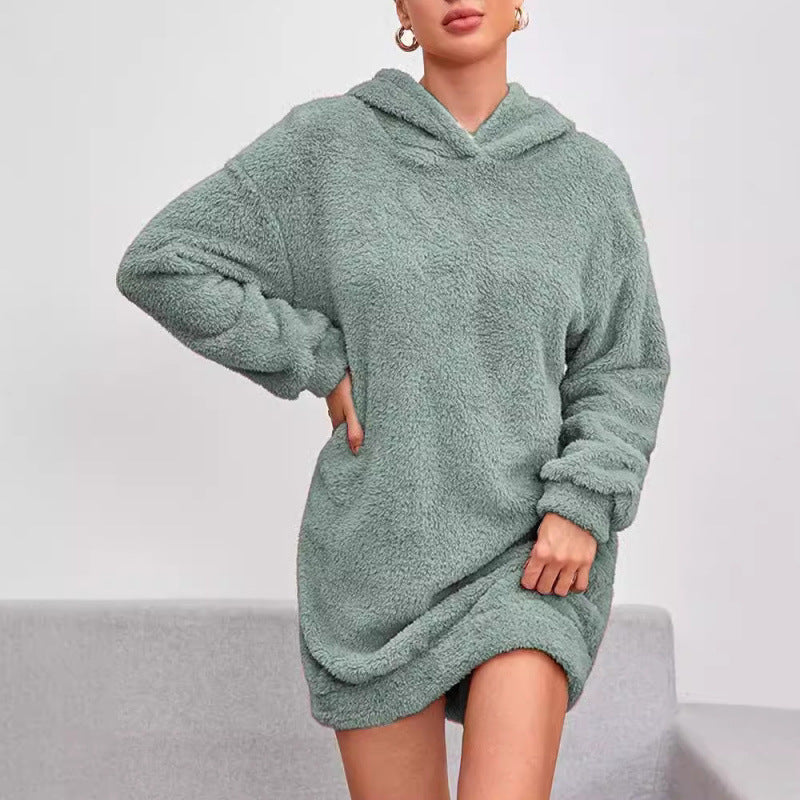 Women’s Fleece Oversized Hoodie Dress – Cozy Soft Casual Style