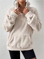 Women's Cozy Fleece Pullover with Stand Collar and Pockets