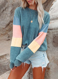 Women’s Color Sleeve Casual Sweater – Relaxed Everyday Knit