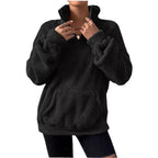 Women's Cozy Fleece Pullover with Stand Collar and Pockets