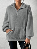 Women's Cozy Fleece Pullover with Stand Collar and Pockets
