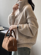 Women’s Half-Zip Stand Collar Sweater – Soft Warm Layer