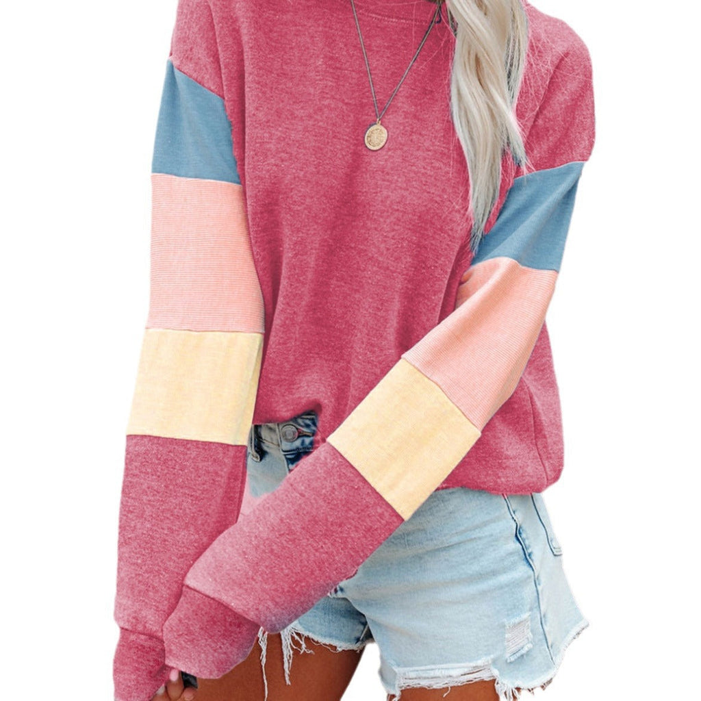 Women’s Color Sleeve Casual Sweater – Relaxed Everyday Knit