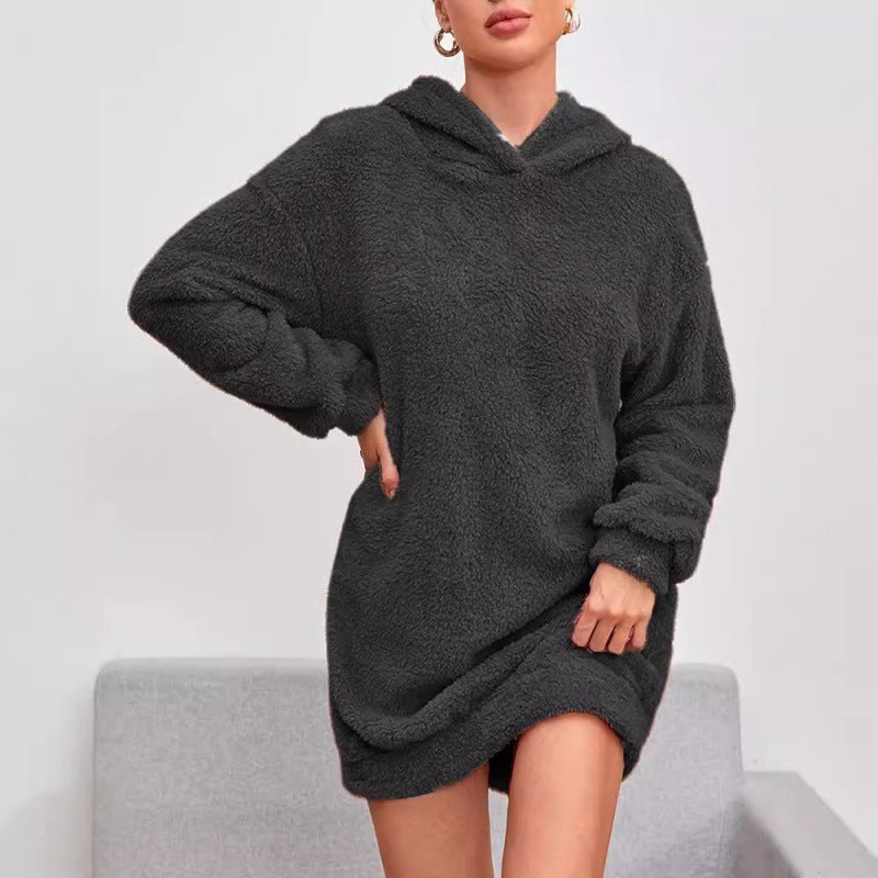 Women’s Fleece Oversized Hoodie Dress – Cozy Soft Casual Style