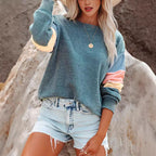 Women’s Color Sleeve Casual Sweater – Relaxed Everyday Knit