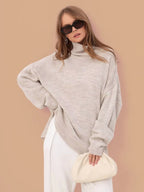Women’s Oversized Split Sweater – Casual Modern Knit Top